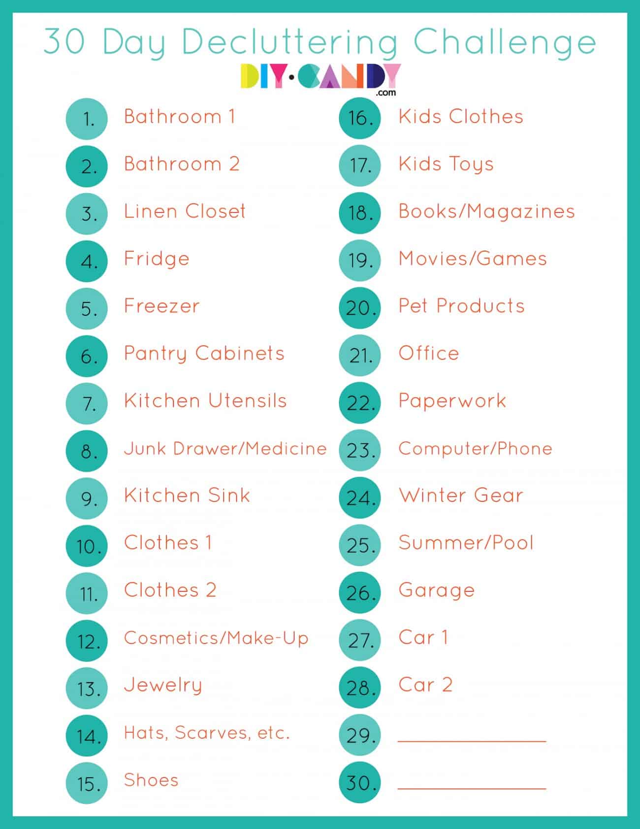 Decluttering Challenge With Free Printable Diycandy