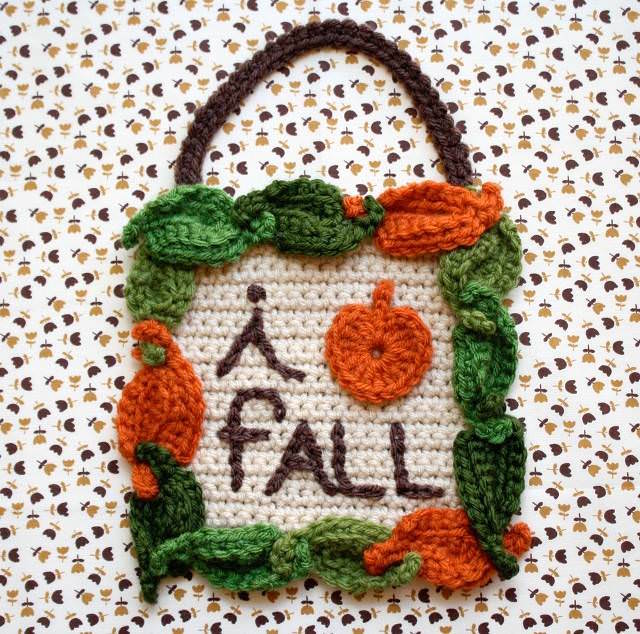 i love fall crochet sign