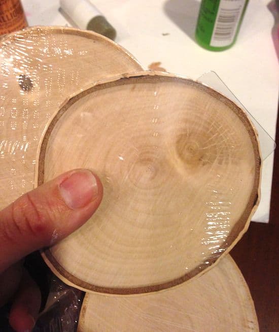 Wrapped wood slices from the craft store
