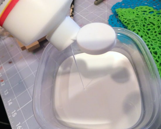Adding Mod Podge Stiffy to a plastic dish