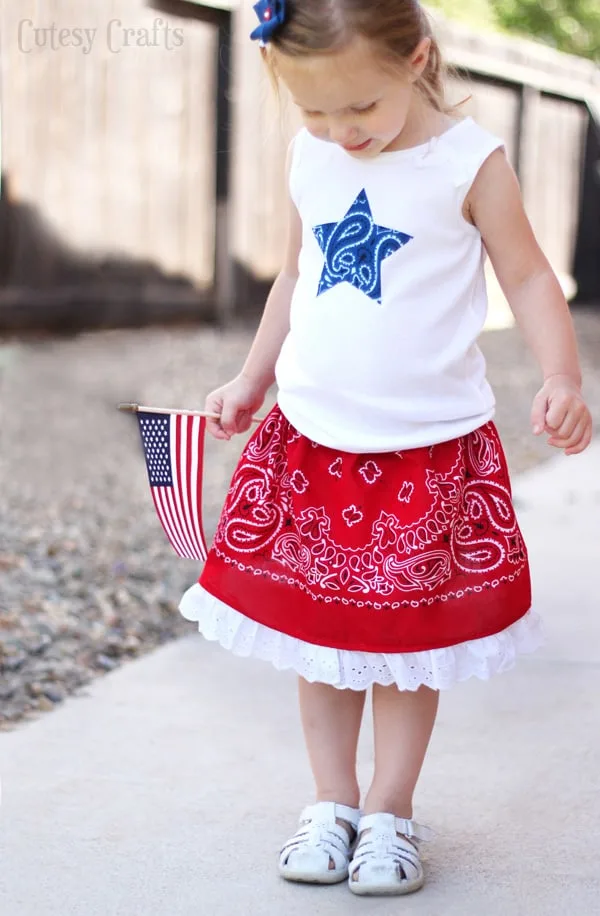 4th of July Little Girls Outfit with a Bandana Skirt