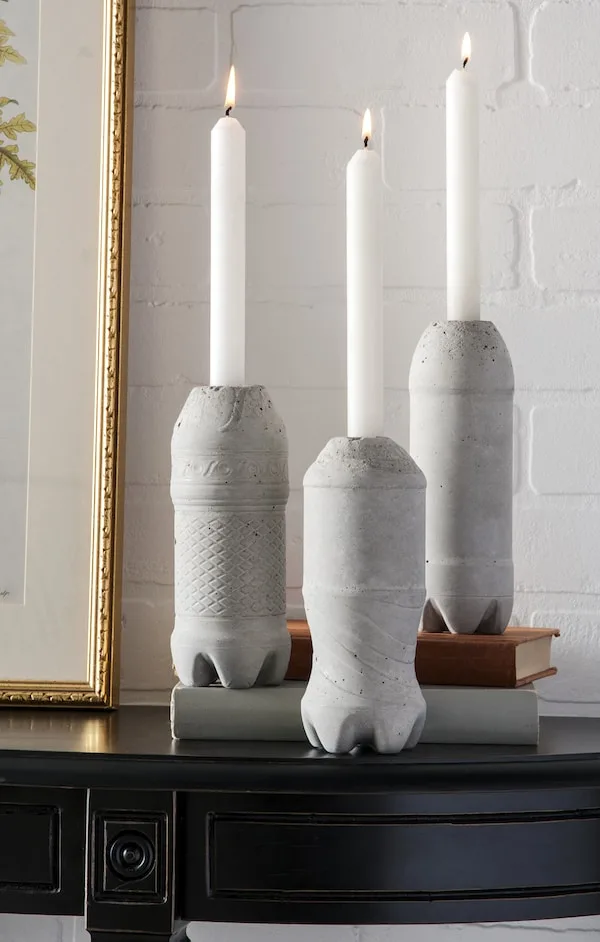 Diy Concrete Candle Holders From Plastic Bottles Candy - Candle Holder Making Diy