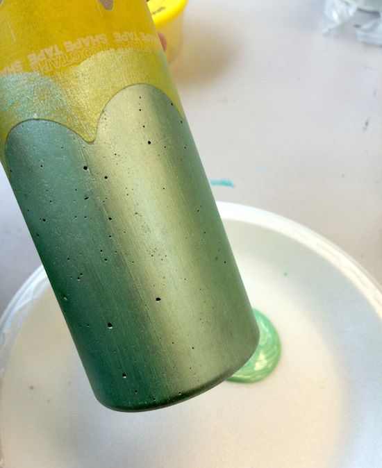 Painting a concrete candle holder