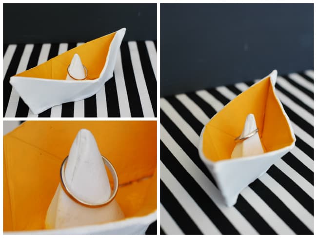 collage of origami ring holder