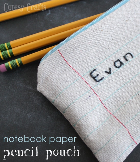 DIY Zipper Pouch That Looks Like Notebook Paper