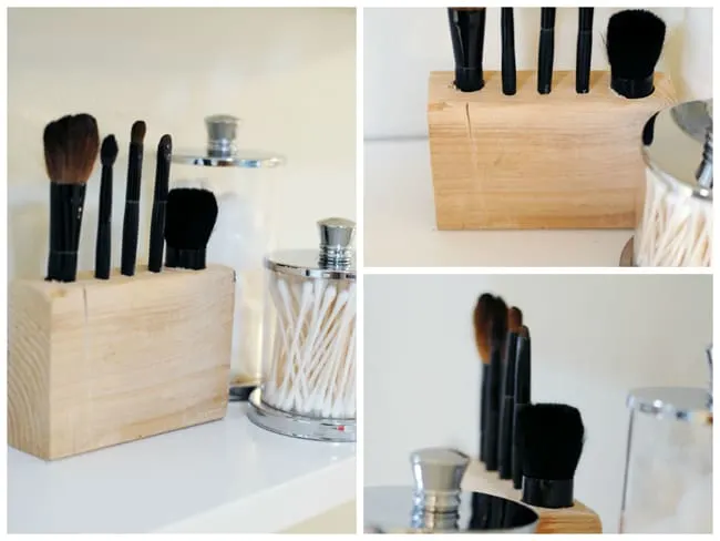 Make a wood DIY makeup brush holder - customize to your brushes!