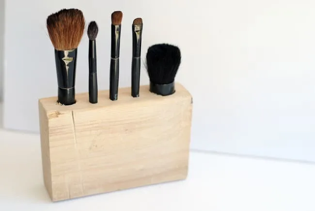 wooden makeup brush holder