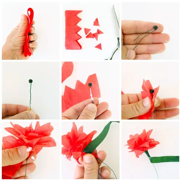 how to make roses out of crepe paper streamers