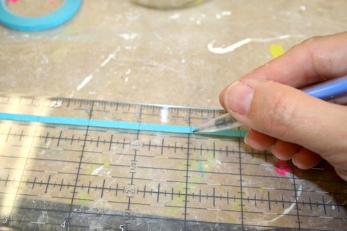 Marking a 1" mark on stencil tape