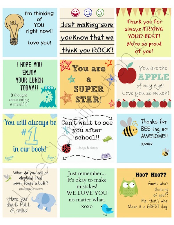 175+ FREE Printable Lunch Box Notes They'll Love! DIY Candy