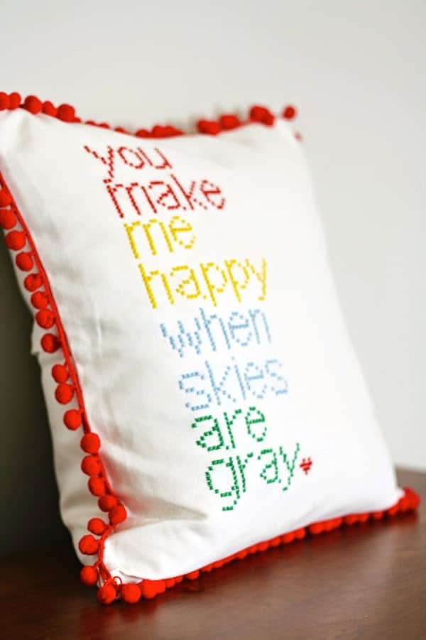 DIY cross stitch pillow