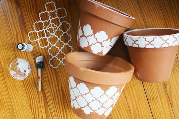 stencil terracotta pots