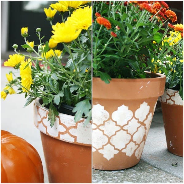 stencil terracotta pots