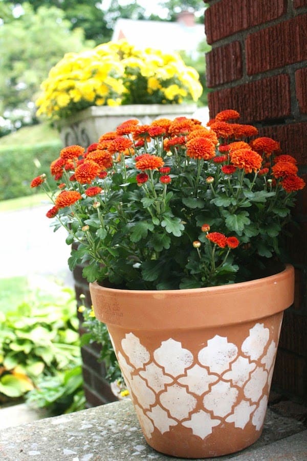 stencil terracotta pots