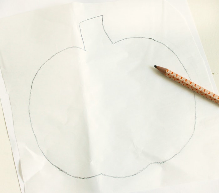 Pumpkin drawn onto interfacing with a pencil