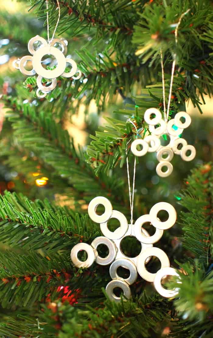 DIY star ornaments made with washers
