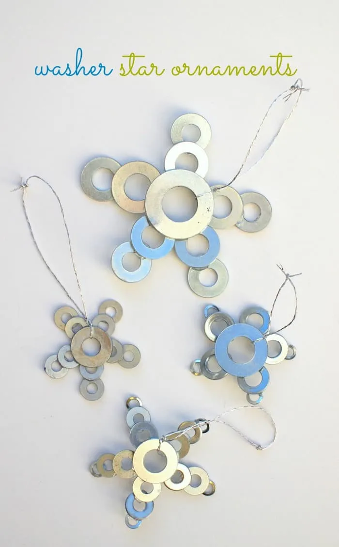 Metal star Christmas ornaments made from washers