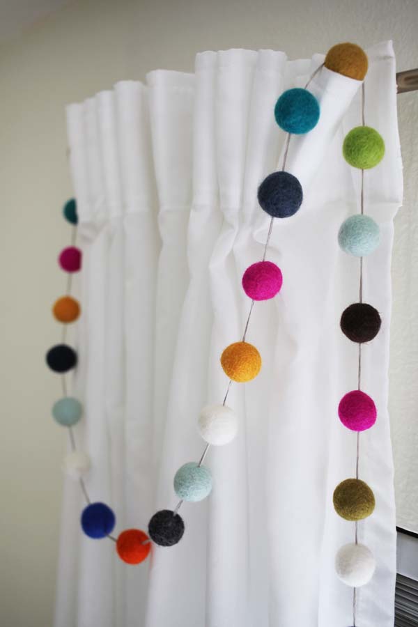 30Pcs Handmade Wool Felt Balls Pompon Garland String Kids Room pendaison décoration À faire soi-même 