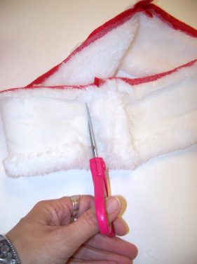 Cut the Santa hat trim and open flat