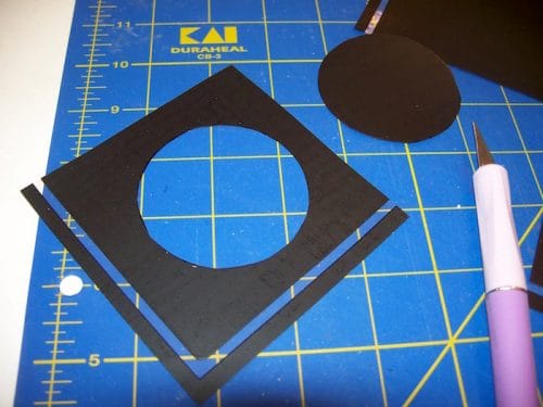 Cutting a circle stencil out of an adhesive stencil sheet