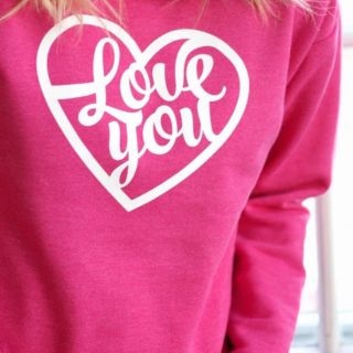 Love You DIY Valentine's Day sweatshirt