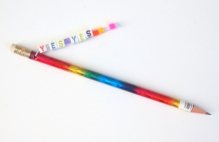 Rainbow pencil with a DIY pencil topper