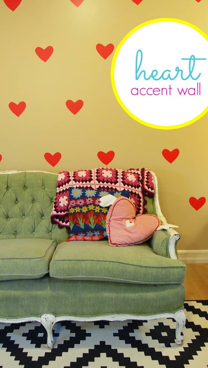 Heart wall decals made with contact paper