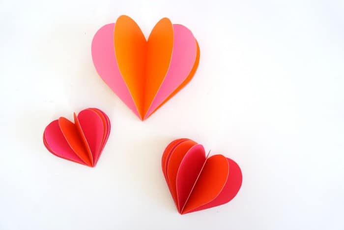 DIY paper hearts on a white background
