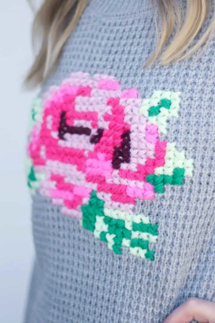 how to cross stitch on a sweater