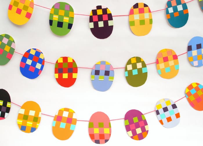 DIY Easter egg garland for kids made with paint chips
