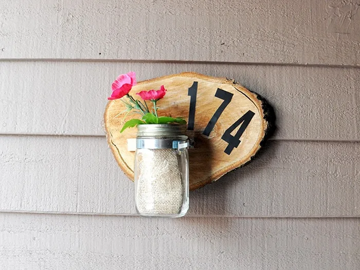 DIY House Number Plaque with a Wood Slice