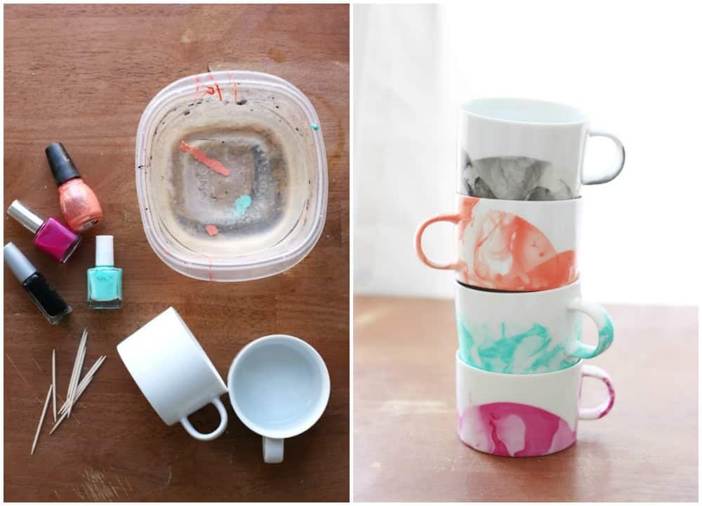 1. DIY Nail Polish Marbled Coffee Mugs - wide 4
