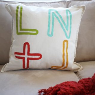 This personalized pillow is so easy to make with paint - and the spring colors are perfect! You can customize any way you like.