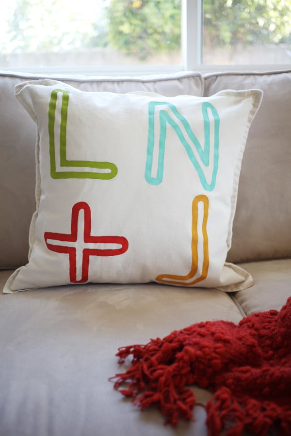 This personalized pillow is so easy to make with paint - and the spring colors are perfect! You can customize any way you like.