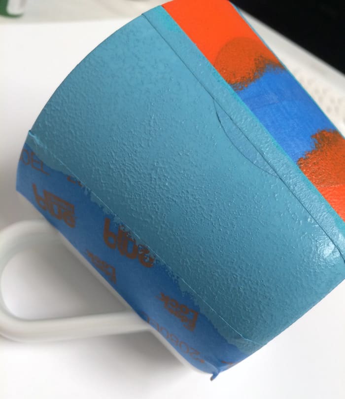 Texture in the blue paint on the mug