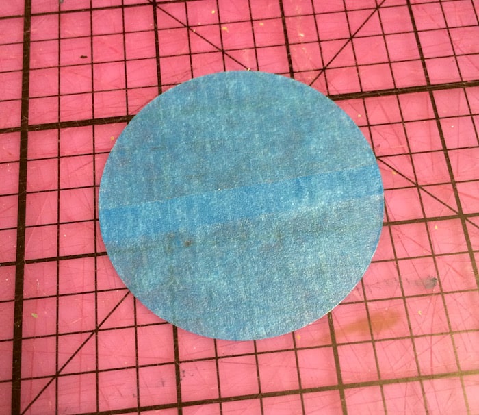 Painter's tape circle on the cutting mat