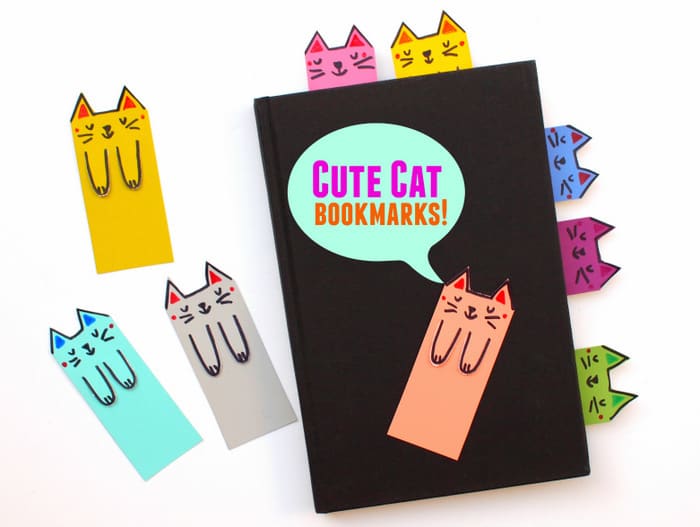 Cute Cat Bookmarks From Paint Chips - DIY Candy