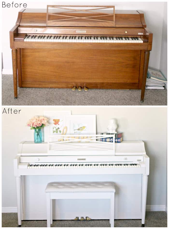 Piano before and after painting