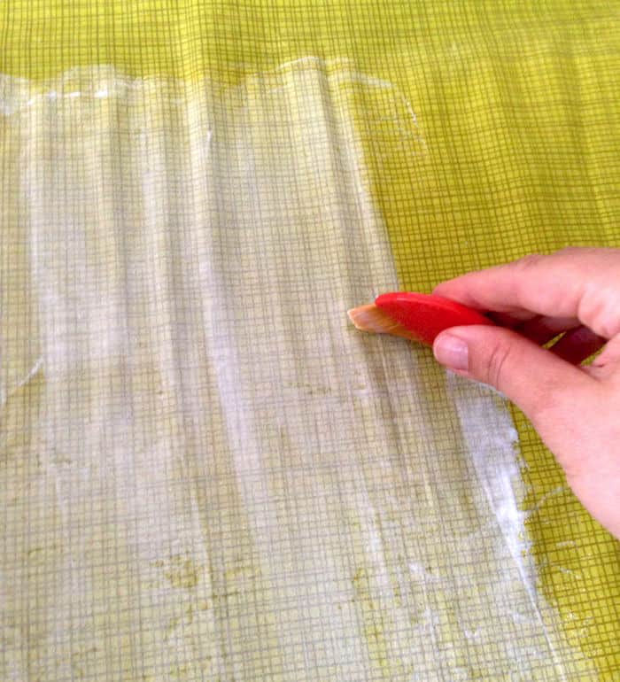 Painting Mod Podge onto fabric with a brush
