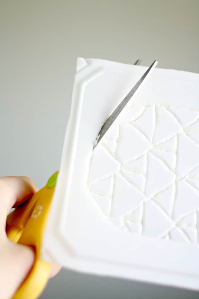Cut out the stamp using yellow handled scissors