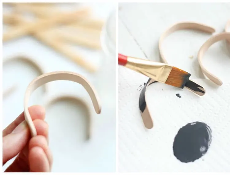 Paint wood popsicle stick bracelets with craft paint