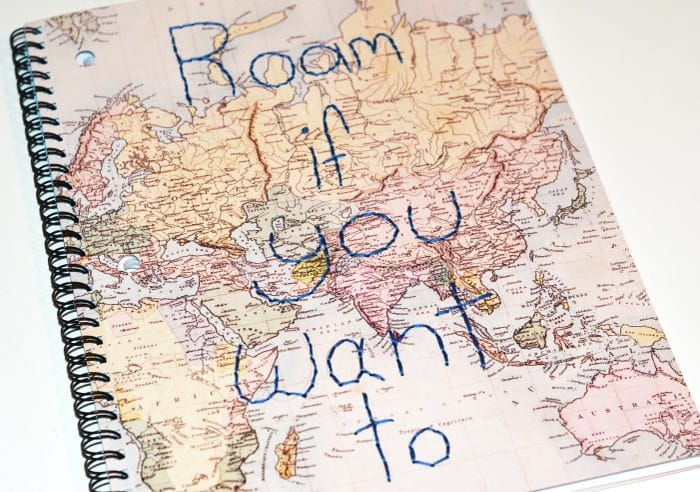 Roam if you want to stitched in to the front of a notebook