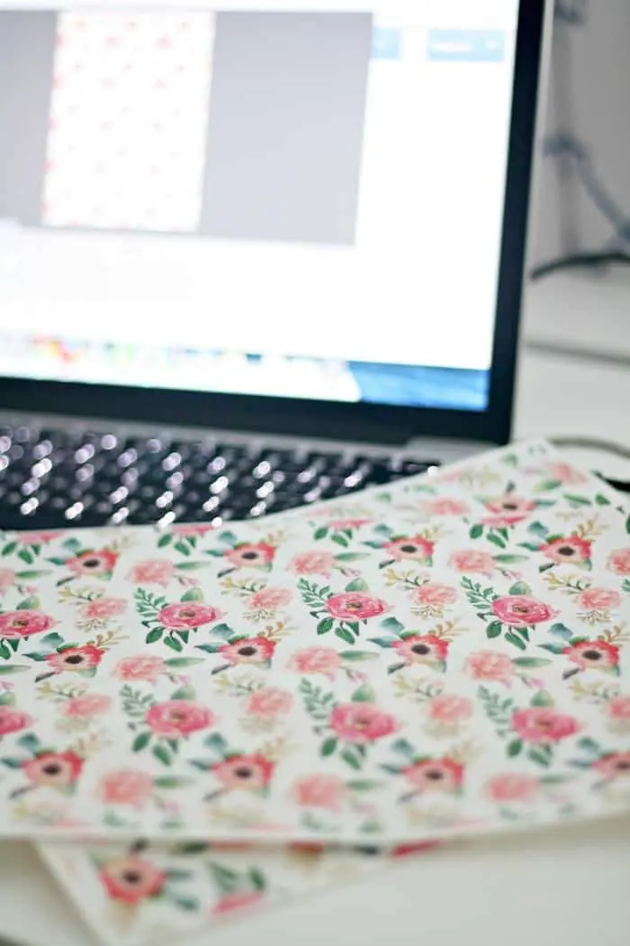 Floral pattern printed onto iron transfer paper
