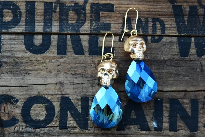 Pair of handmade skull earrings