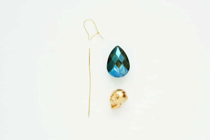 Beads, earring hook, and a headpin