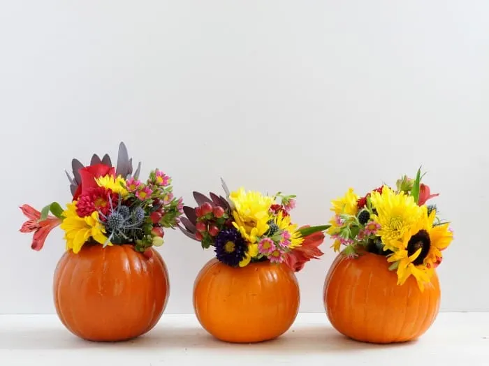 Pumpkin flower vases
