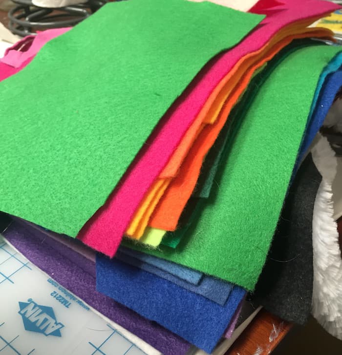 Pile of felt in various colors