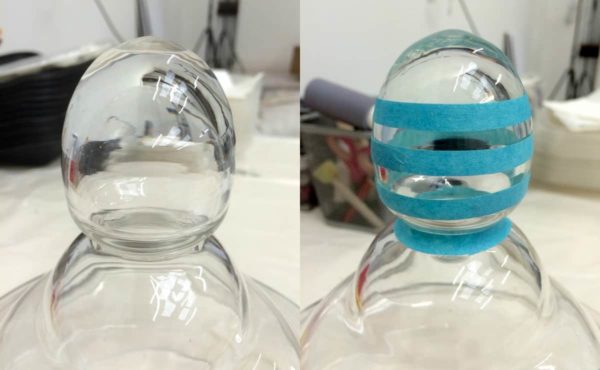 adding stencil tape to the jar handle