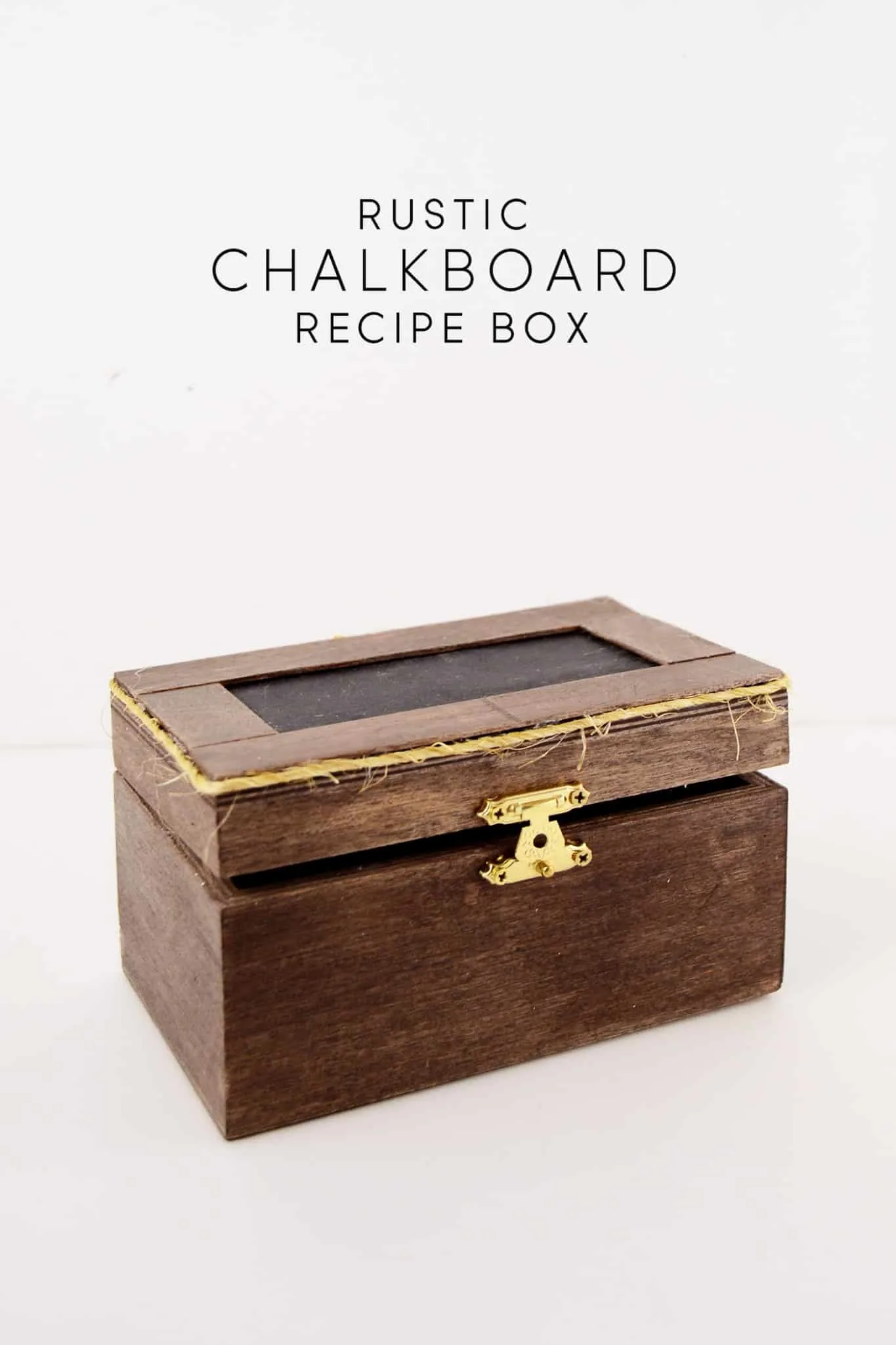 Store all of your treasured recipes in this unique, rustic themed DIY chalkboard recipe box! It's easy to make and perfect for gifting.
