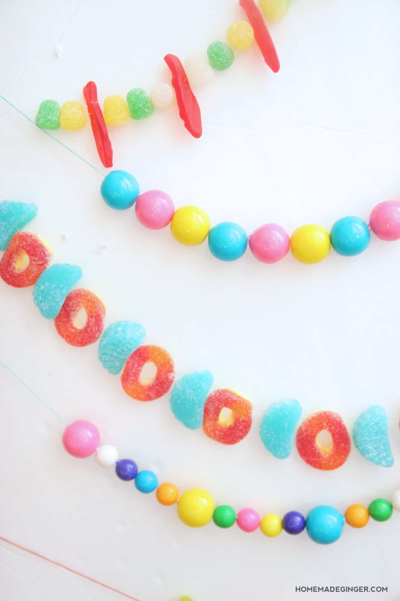 Make a candy garland perfect for the holidays - use to decorate a tree or mantel! These would also be adorable for a child's birthday party.